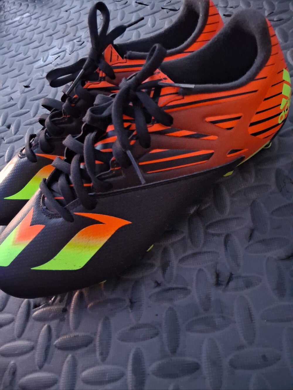 Adidas Messi 15.3 Men's Black Soccer Cleats with Orange and Neon Green Accents